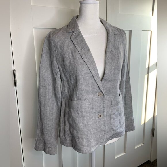 NWT Eileen fisher gray linen Blazer Size XS Petite - Picture 2 of 13